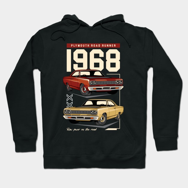 1968 Road Runner Car Hoodie by milatees